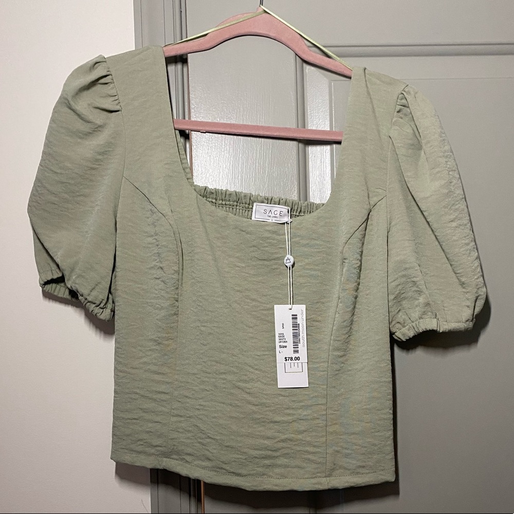 Brand new! Sage top with puff sleeves